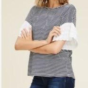 Eyelet lace sleeve top